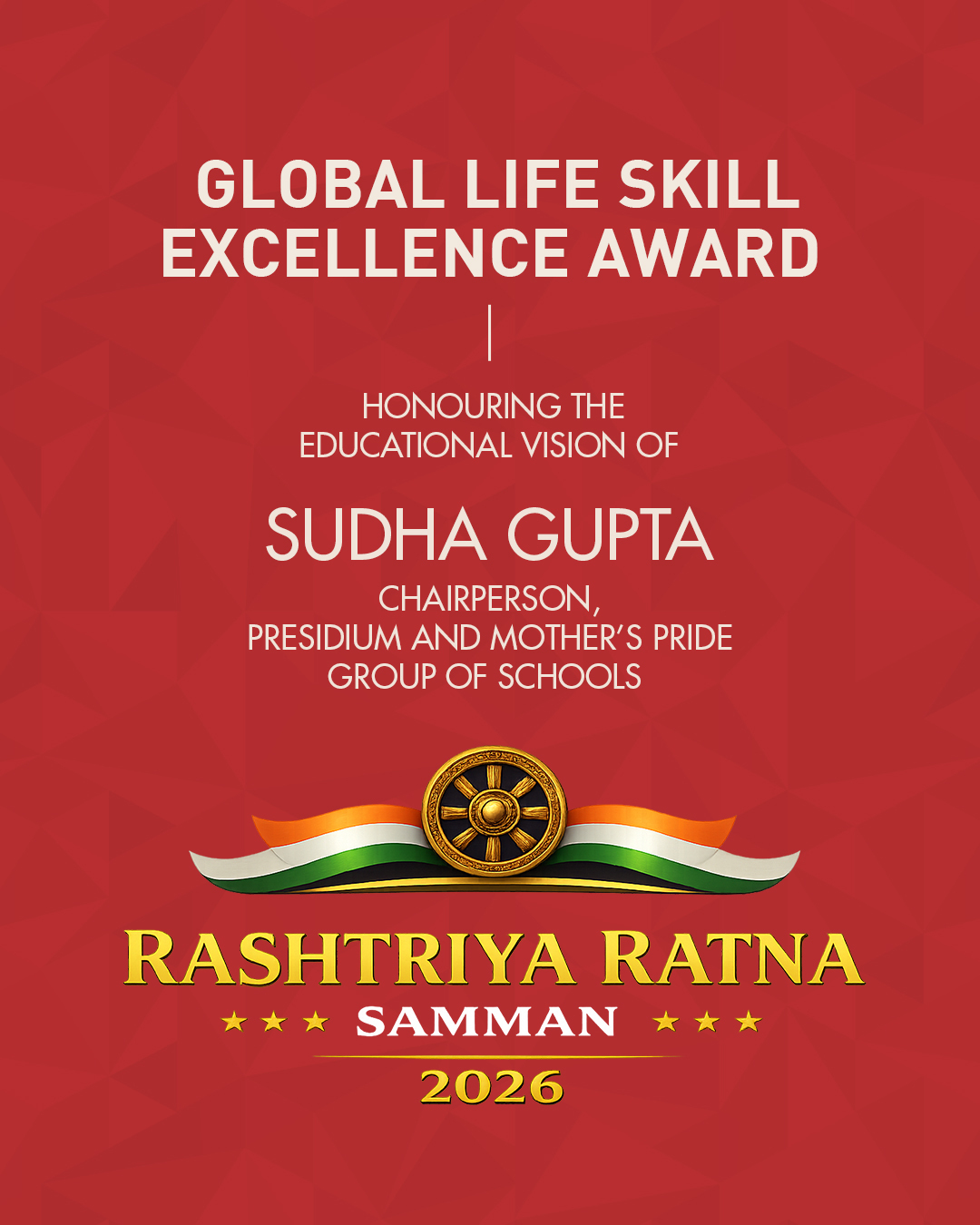 Global Life Skill Excellence Award at Rashtriya Ratna Samman 2026